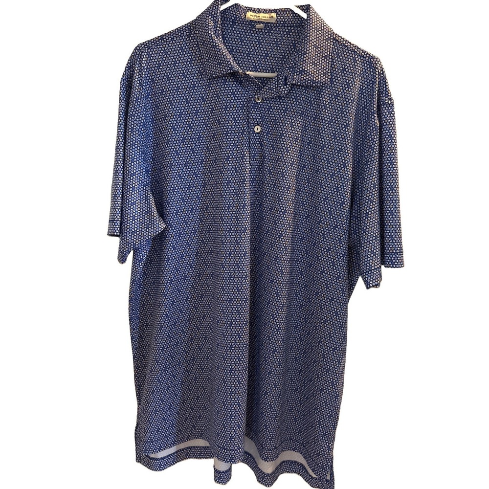 Peter Millar Summer Comfort Billiards All Over Polo Shirt Sleeve Logo L No Logo